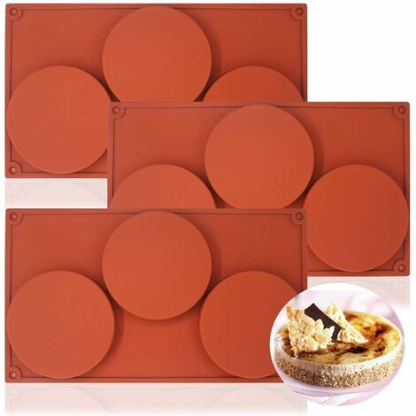Lot de 3 moules à gateau ronds en silicone, grand moule à gateau rond en silicone à 3 cavités, 3 moules de cuisson antiadhésifs pour gateaux, bonbons, fabrication de savon, résine époxy, projets d'art
