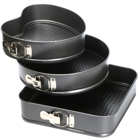 Lot de 3 Moules à Gâteaux en Etain en Forme de Carré Rond Coeur