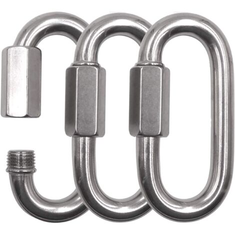 Lot de 3 mousquetons à vis M8 en Acier Inoxydable - Maillon d'urgence à vis