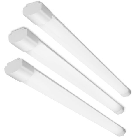 Lot de 3 Neon LED 90 cm, 30W, 3300lm, Blanc Neutre 4000K, IP65 Étanche, Plafonnier LED Rectangulaire pour Garage, Atelier, Cave, Magasin, Couloir