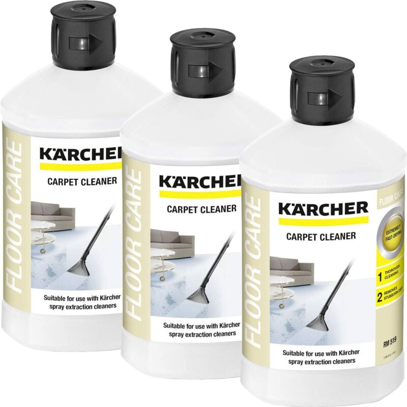 Karcher - Lot de 3 nettoyants (1L) moquettes et tapis RM519 pour Nettoyeur Haute Pression 62957710