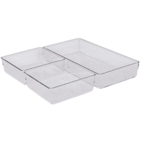 Lot de 3 Organiseurs de Tiroir "Paul" 30cm Transparent