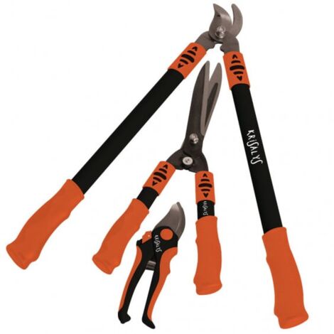 Lot de 3 outils de coupe – Sécateur à main pour branches jusqu'à 15 mm – Cisaille à haies – Coupe-branches jusqu'à 25 mm – Krisalys