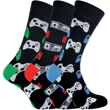 Lot de 3 paires de chaussettes de jeux vidéo rétro pour hommes ThsindeVert / rouge / bleu