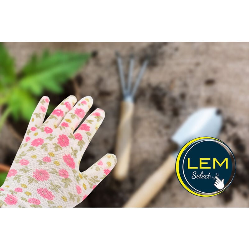 Lem Select - Lot de 3 paires de gants pour le jardinage en polyuréthane 'Pure Pretty' Taille 8