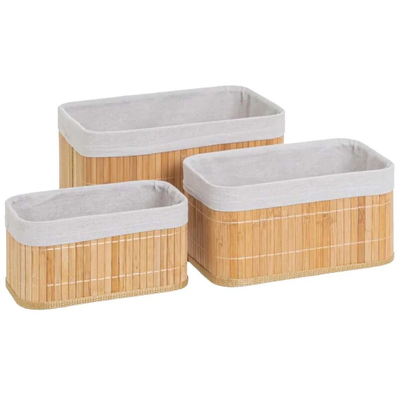 Ensemble de 3 panières de rangement en bambou