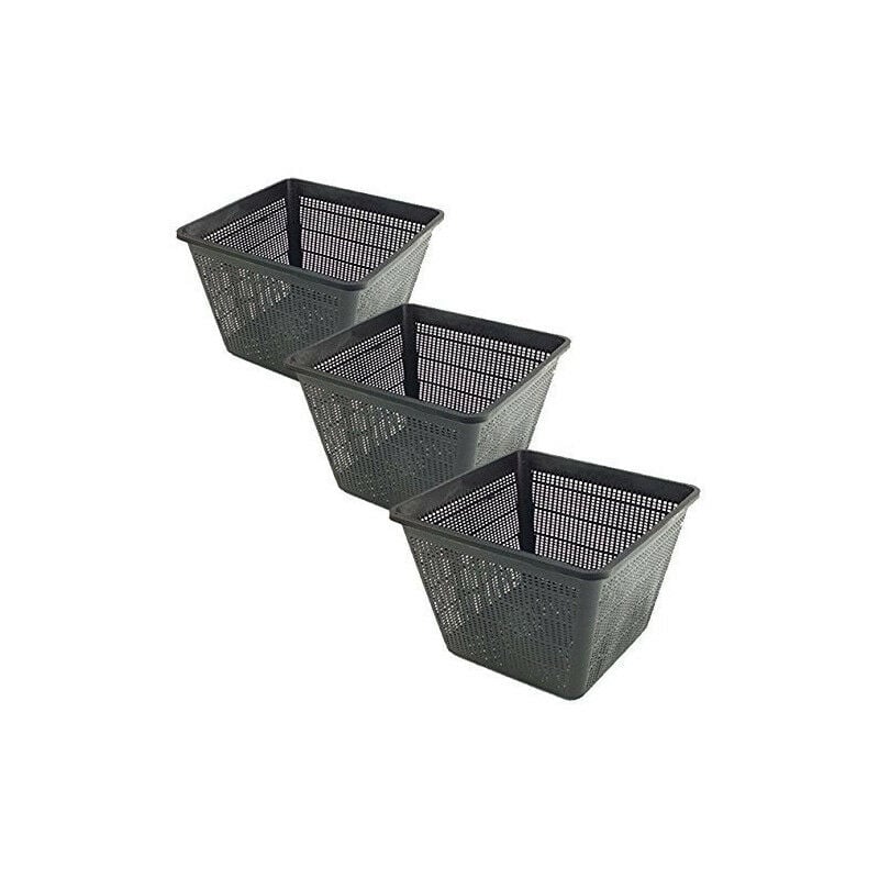 Animallparadise - Lot de 3 Paniers 28 x 28 x 18 pour bassin aquatique Noir