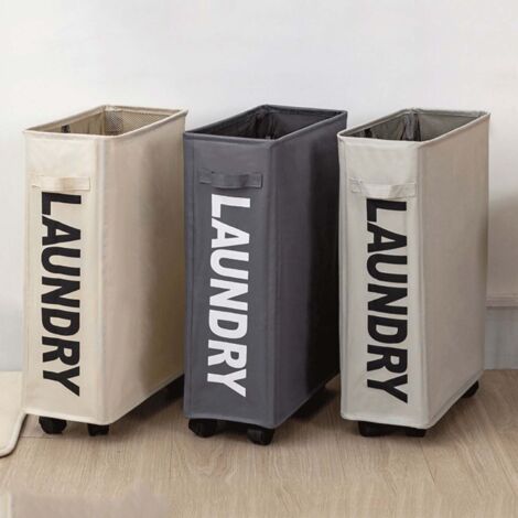 Lot de 3 paniers à linge pliables grande capacité sur roulettes – corbeilles multifonctionnelles pour dortoir, maison, chambre, salle de sport et buanderie, pliables et robustes