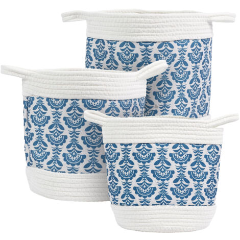 Lot de 3 paniers de rangement 30x31x30 cm collection JAIPURE bleu