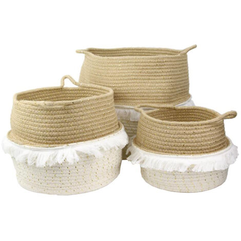 Lot de 3 paniers de rangement 37x34 5 cm VANILLA