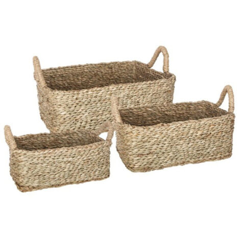 Lot de 3 Paniers de Rangement à Anses "Seagrass" 36cm Naturel