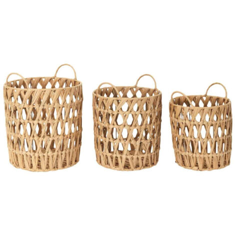 Lot de 3 Paniers de Rangement "Ajouré" 40cm Naturel