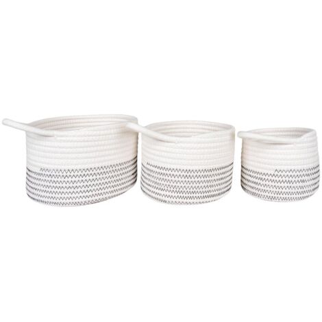 Lot de 3 paniers de rangement ALGAR – Coton blanc