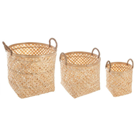 Lot de 3 Paniers de Rangement "Bambou" 35cm Naturel