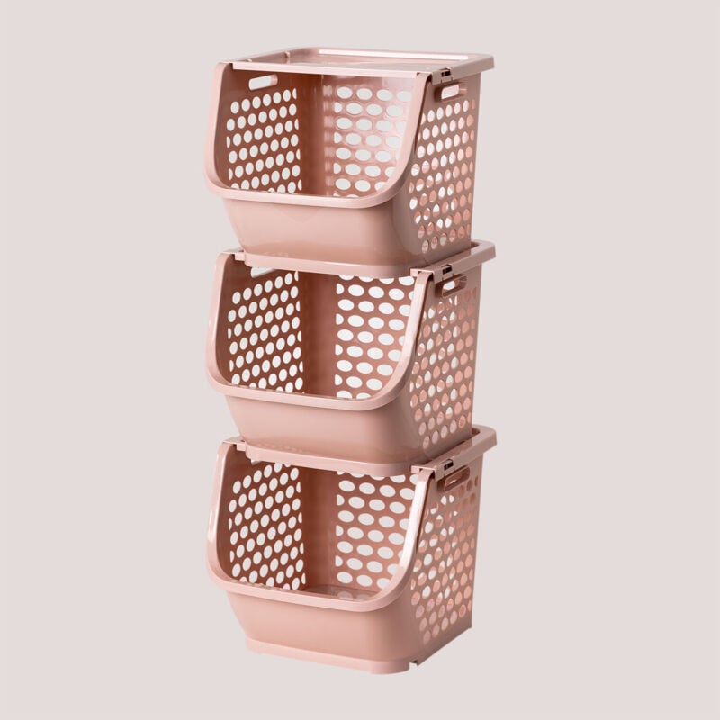 Lot de 3 paniers de rangement Bazyl SKLUM Rose pâle