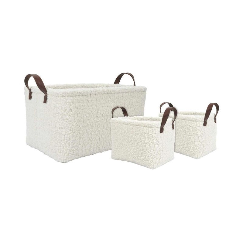 Lot de 3 Paniers de Rangement 'Bouclette' 36cm Blanc