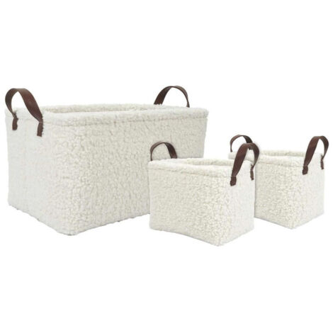 Lot de 3 Paniers de Rangement "Bouclette" 36cm Blanc