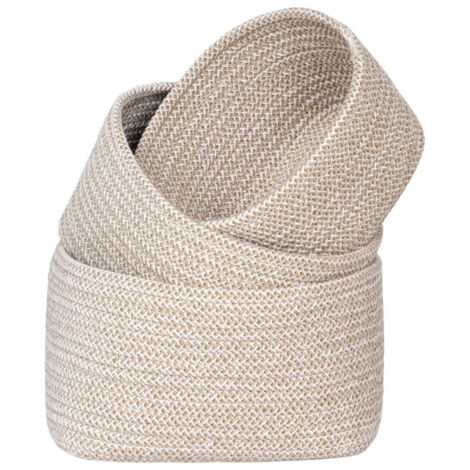 Lot de 3 paniers de rangement CADIMA – Coton beige