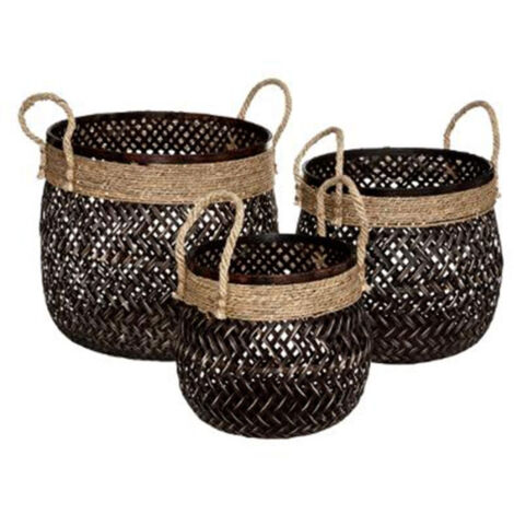 Lot de 3 Paniers de Rangement "Corde" 37cm Marron