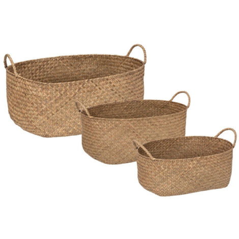 Lot de 3 Paniers de Rangement "Elora" 50cm Naturel