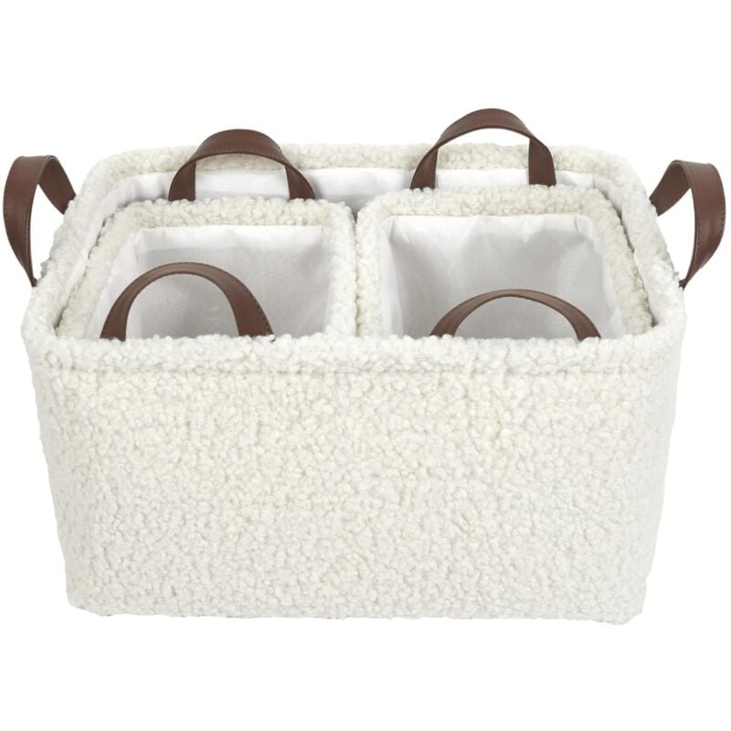 Lot de 3 paniers de rangement en bouclette