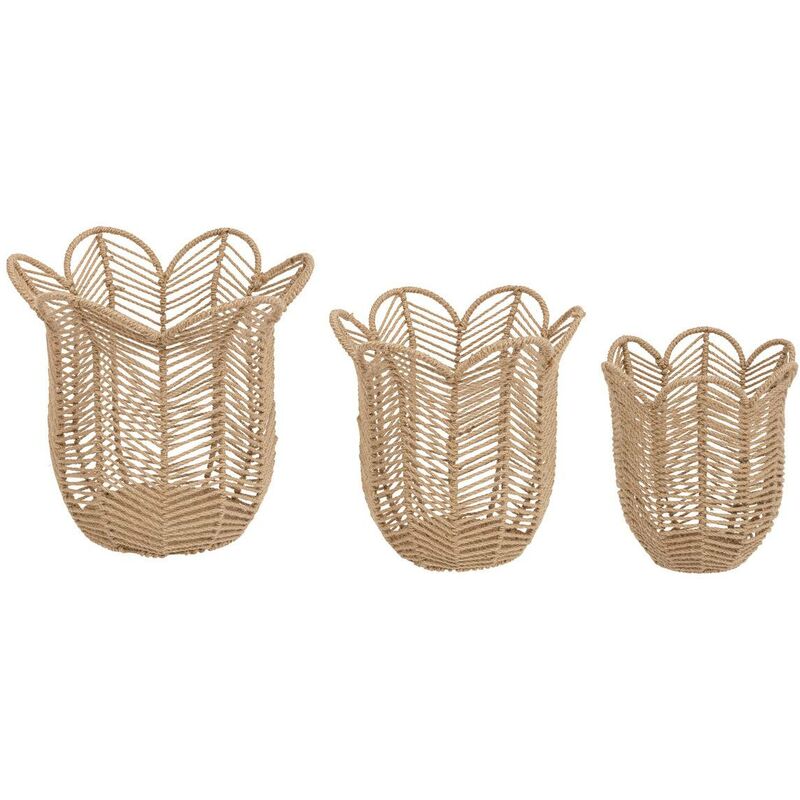 Lot de 3 paniers The floral D25 30,8 37,8cm beige Atmosphera créateur d'intérieur