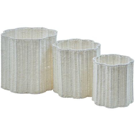 Lot de 3 paniers de rangement Fleur de rose blanc - Atmosphera créateur d'intérieur
