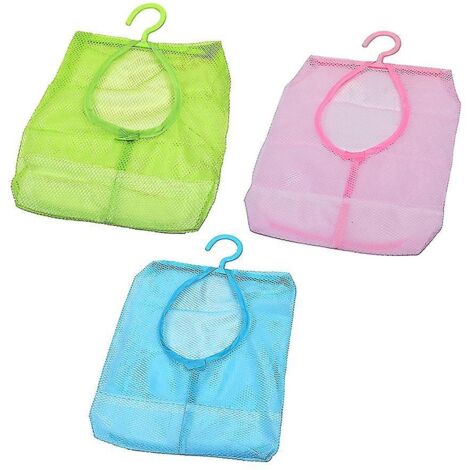 Lot de 3 paniers de rangement pour pinces à linge avec crochet de suspension et filet de rangement