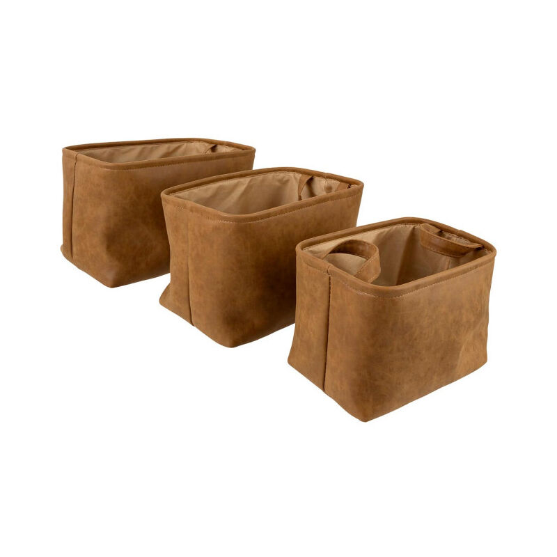 Lot de 3 Paniers de Rangement "Roméo" 38cm Marron