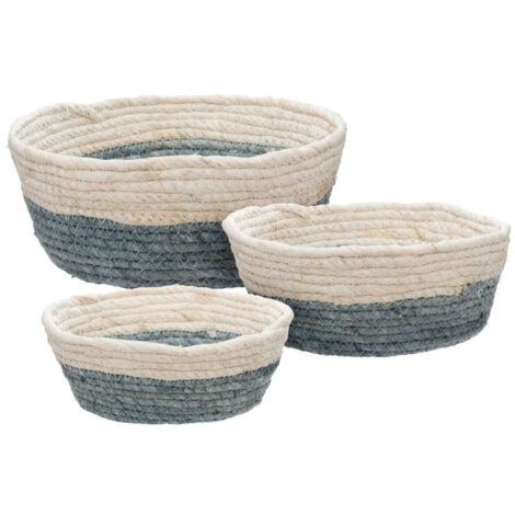 Lot de 3 Paniers de Rangement Rond "Circ" 25cm Naturel