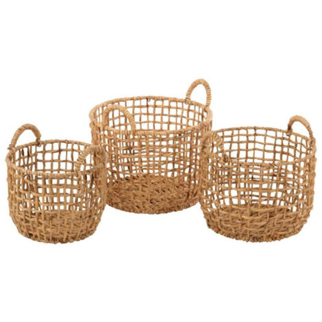 Lot de 3 Paniers de Rangement "Ronds" 44cm Naturel