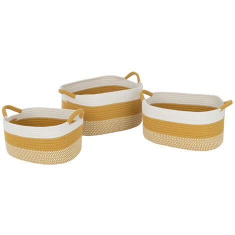 Lot de 3 Paniers de Rangement "Sami" 42cm Ocre