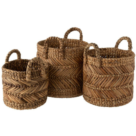 Lot de 3 Paniers de Rangement Tressé "Hollis" 47cm Naturel