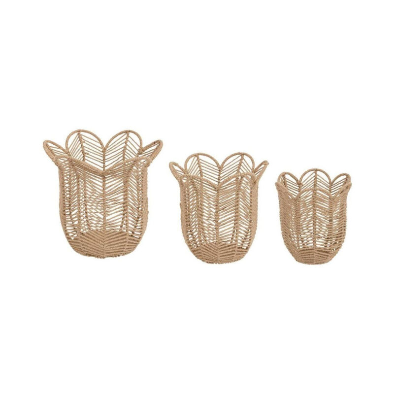 Lot de 3 Paniers en Jute 'Floral' 37cm Naturel