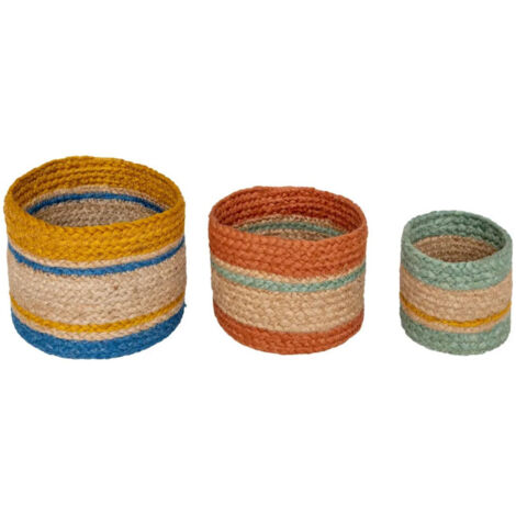 Lot de 3 Paniers en Jute "Marrakech" 19cm Multicolore