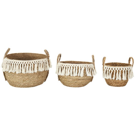 Lot de 3 Paniers Gigognes "Tressés" 33cm Naturel