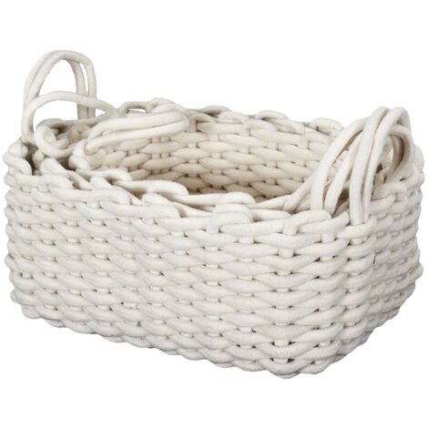 Lot de 3 Paniers Gigognes Tricot Blanc