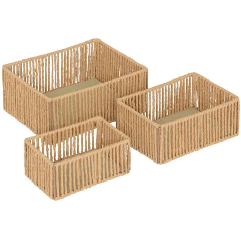 Lot de 3 Paniers Rectangles "Ali" 26cm Naturel