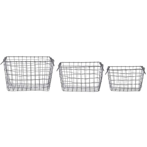 Lot de 3 Paniers Rectangulaires Métal Vieilli - Multi tailles - Livraison gratuite