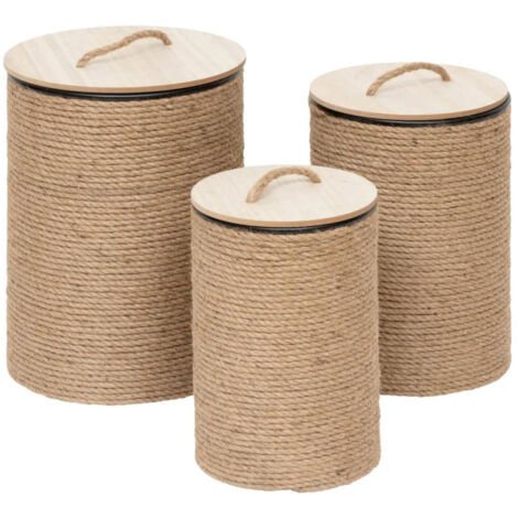 Lot de 3 Paniers Ronds "Bill" 48cm Naturel