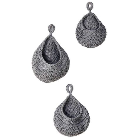 Lot de 3 paniers suspendus tressés pour légumes A--