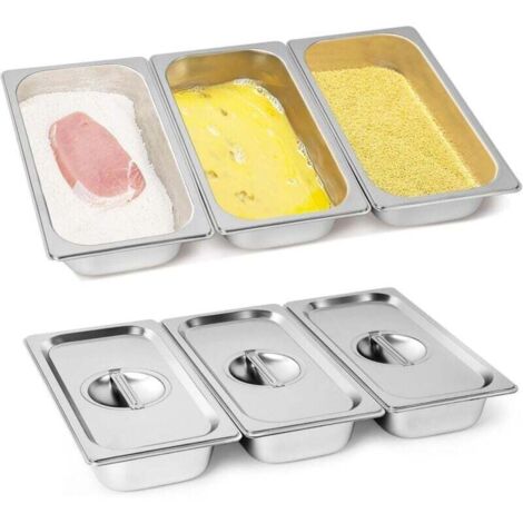 Lot de 3 paniers vapeur en acier inoxydable avec couvercles, panier vapeur profond, réutilisables, antirouille, pour la maison, les fêtes et les buffets, 32,6 x 17,8 cm