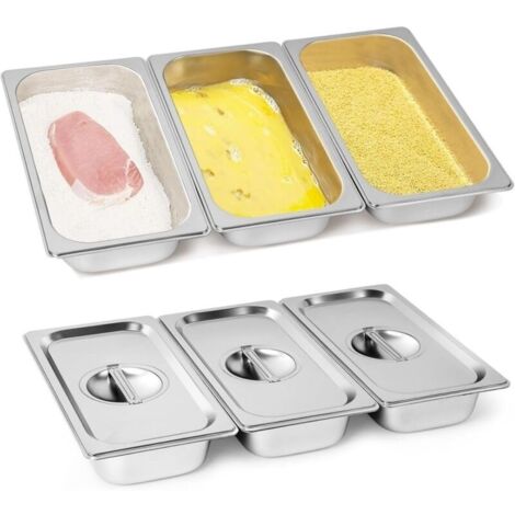 Lot de 3 paniers vapeur en acier inoxydable avec couvercles. panier vapeur profond. réutilisables. antirouille. pour la maison. les fêtes et les buffets. 32.6 x 17.8 cm