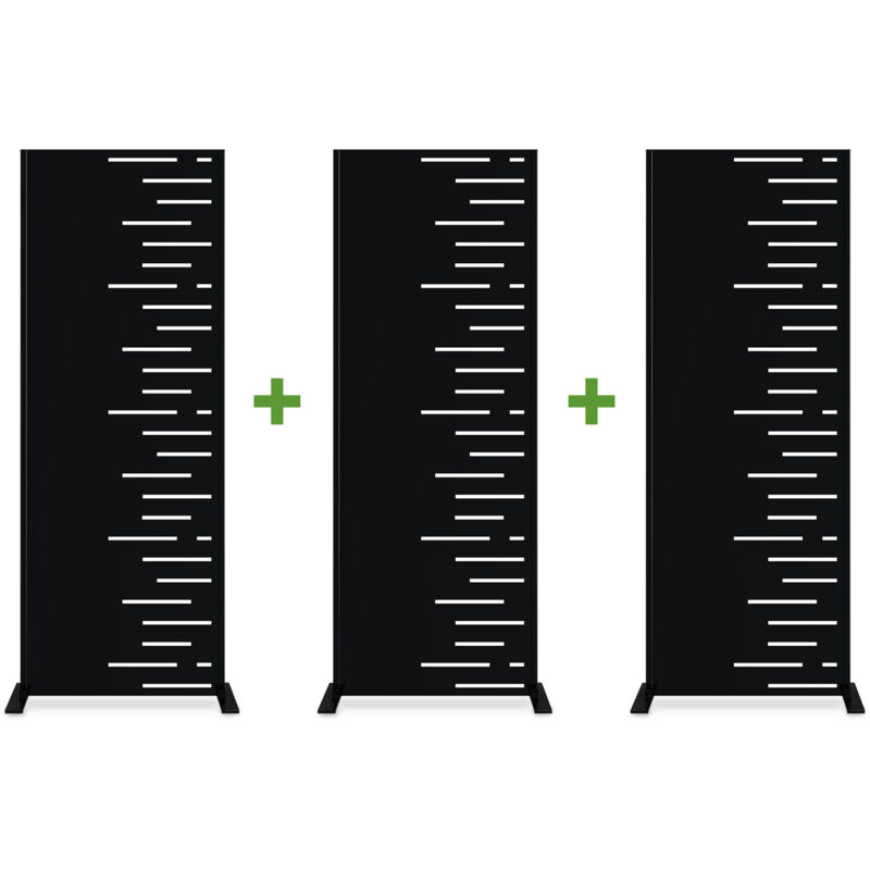 Casanoov - Lot de 3 panneaux décoratifs arlberg Noir H.160cm motifs côté droit
