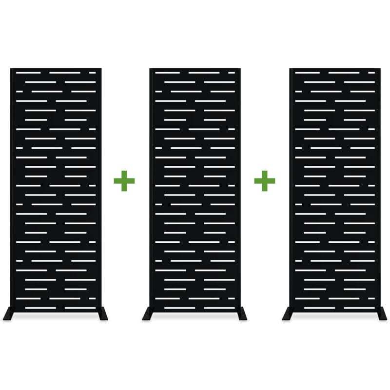 Casanoov - Lot de 3 panneaux décoratifs arlberg Noir H.160cm motifs intégral