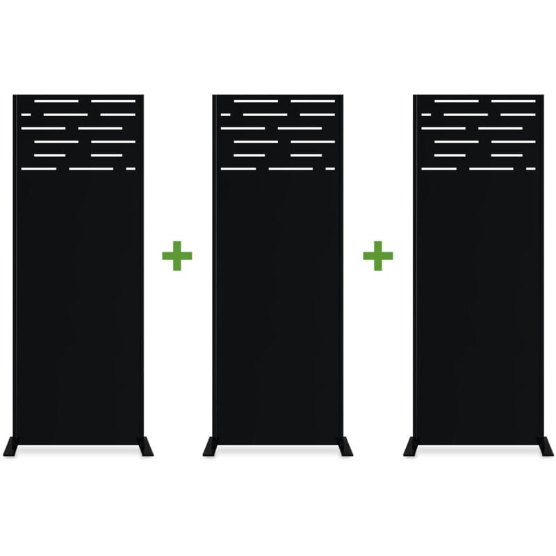 Casanoov - Lot de 3 panneaux décoratifs arlberg Noir H.160cm motifs sur le haut