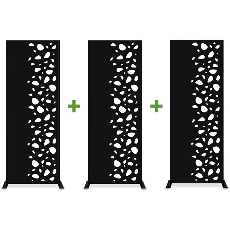 Casanoov - Lot de 3 panneaux décoratifs sunny Noir H.160cm motifs côté droit