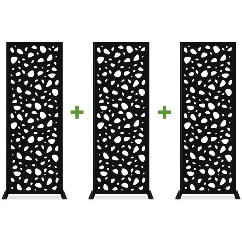 Casanoov - Lot de 3 panneaux décoratifs sunny Noir H.160cm motifs intégral