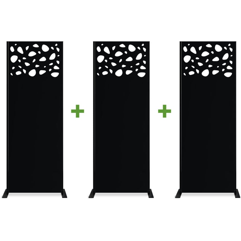 Casanoov - Lot de 3 panneaux décoratifs sunny Noir H.160cm motifs sur le haut