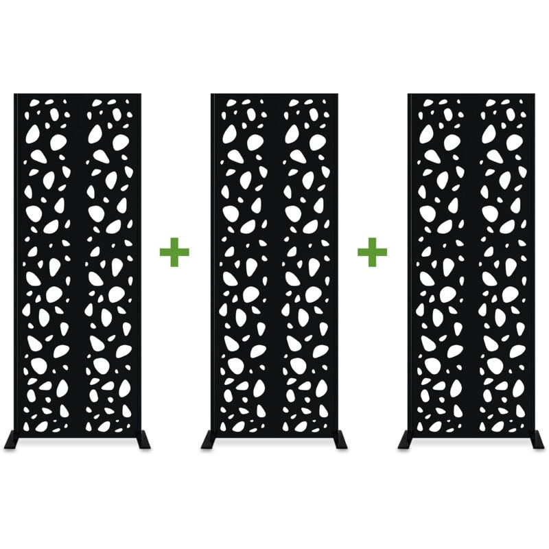 Casanoov - Lot de 3 panneaux décoratifs sunny Noir H.160cm motifs sur les côtés